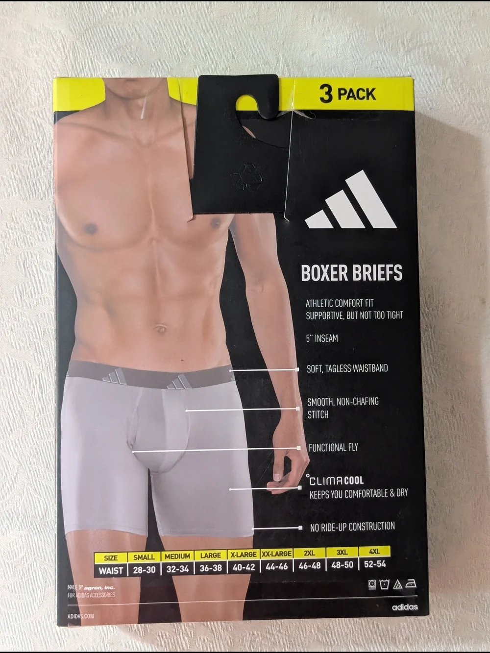 adidas Men's Microfiber Boxer Briefs 3-Pack Quick Dry Tagless Fly XL Gray/Black